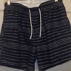Navy w/white dots swim trunks size M